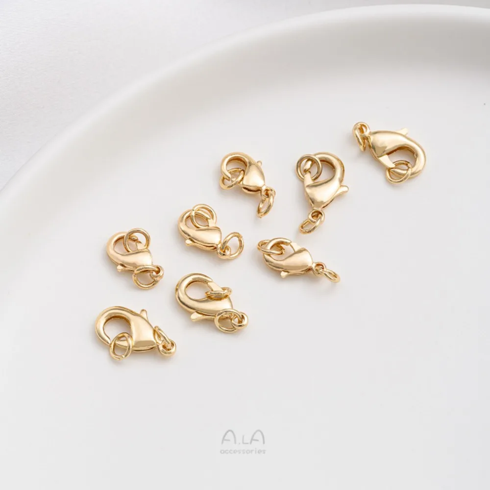 المشابك النحاسية 14K الذهب اللون الاكسسوارات جراد البحر مشبك سوار قلادة اتصال الربيع مشبك DIY بها بنفسك اليدوية والمجوهرات المواد