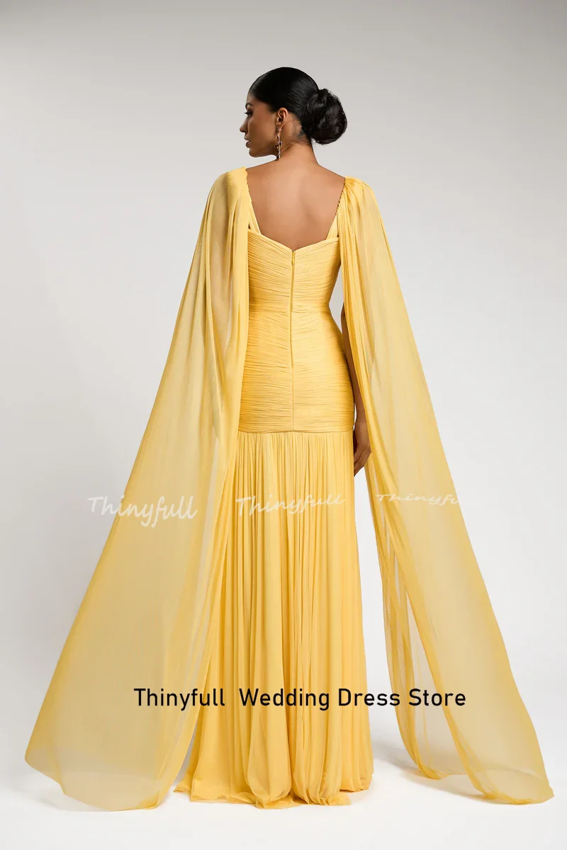 Thinyfull マーメイドシフォンウエディングドレスノースリーブ恋人プリーツイブニングドレスホリデースタイルガウンローブ · ド · ソワレカスタマイズ