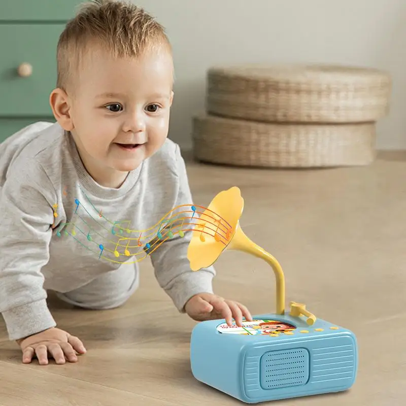 Kinder-Grammophon mit 96 Karten, Phonographen-Story-Musikplayer für Kinder, Spielzeug für Kleinkinder, frühkindliche Bildung, Geburtstagsgeschenk