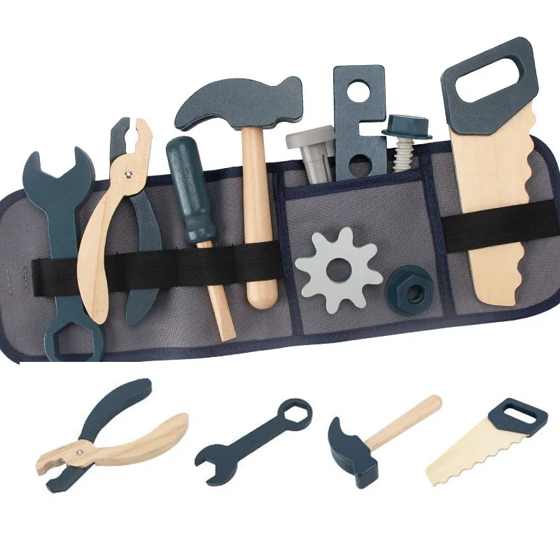 أطفال التظاهر اللعب لعبة أداة لعب الأدوار ألعاب تعليمية 3-6 سنة بنين خشبية محاكاة الأطفال مصلح الخصر مجموعة الحقائب #2