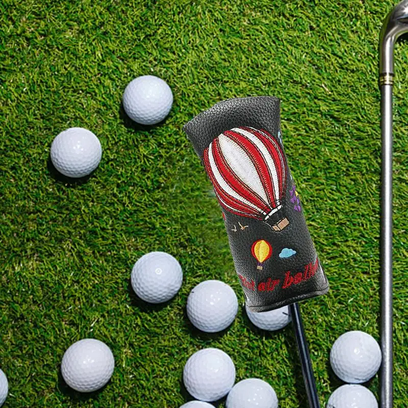 Straight Push Rod Cover Golf Club Push Rod CapCover PU Straight Protective Sleeve Magnets Close Embroidery Cover Accessories