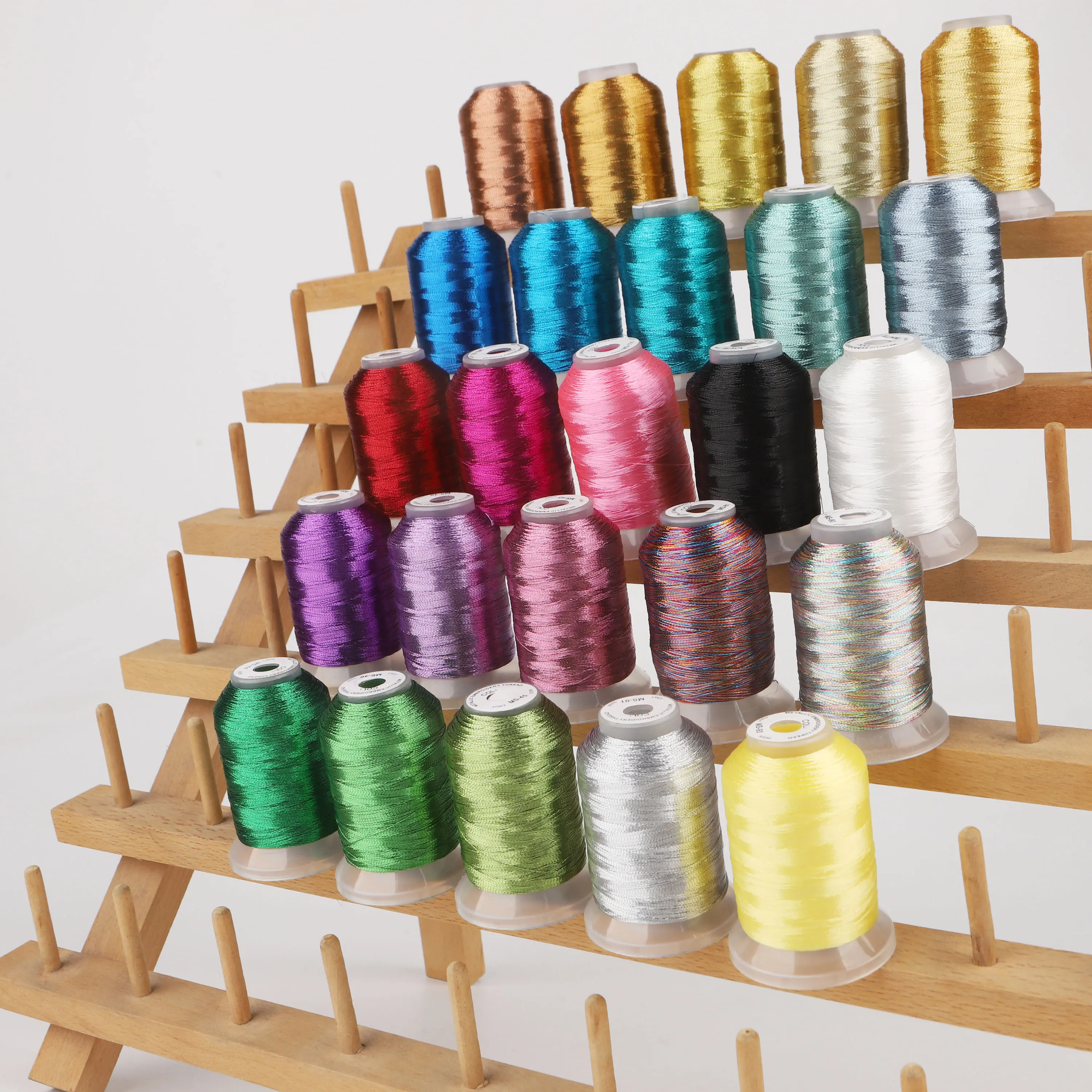 25 Assorted Colors Metallic Embroidery Machine Thread Kit 500M Each Spool for Computerized Embroidery and Decorative Sewing