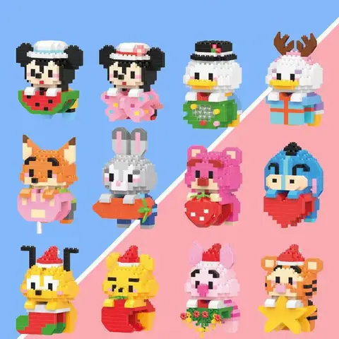 HOT Mini Building Blocks Tigger Snow White Mickey Mouse Donald Duck Anime Cartoon Character Model Toys Birthday Gifts