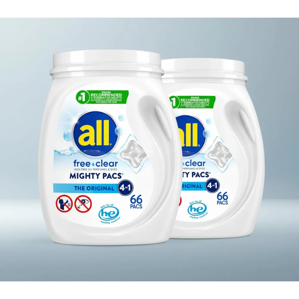 

Hypoallergenic Laundry Detergent Pacs, Unscented & Dye-Free, 132 Count for Sensitive Skin Families