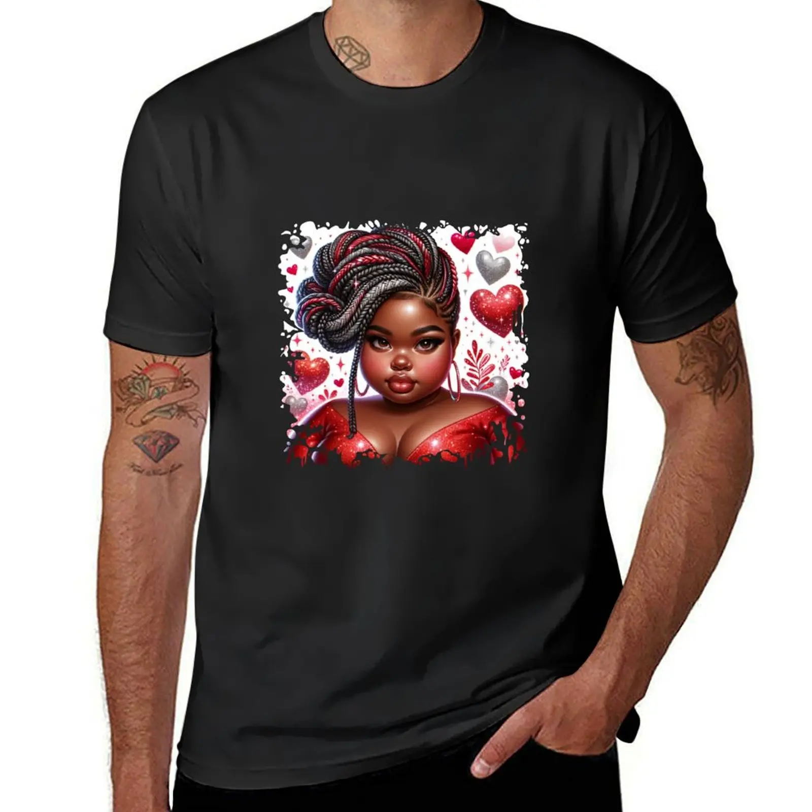 Valentine's Radiance: Afro Beauty Shines T-Shirt heavyweights plus size tops Aesthetic clothing mens t shirts casual stylish