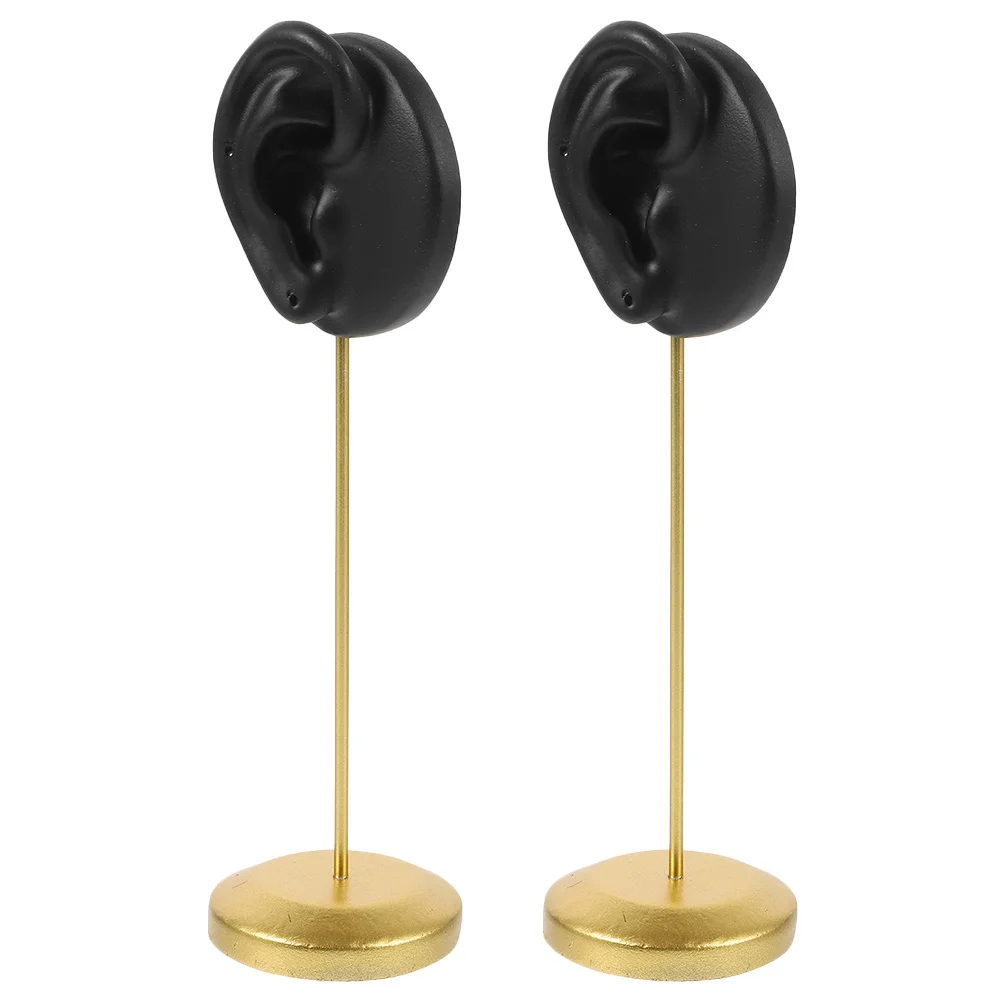 2Pcs Ear Shaped Earring Display Stand Dual Hole Design Durable Resin Material for Selling Jewelry Showcase Holder