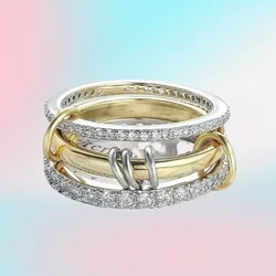 A Three-Ring Interlocking Copper Ring, A Niche Two-Color Design, Hypoallergenic Stacking Ring, Suitable For Young Women