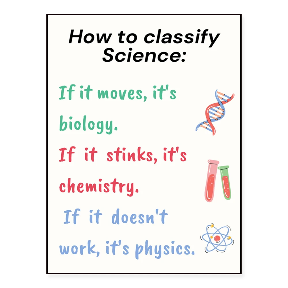 Fun science classroom decoration; science teacher gifts; middle school; science puns; educational posters; science printables