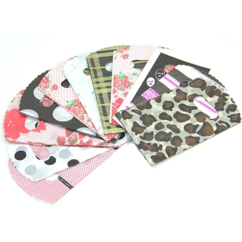 F92B Petits sacs en plastique Ensemble 50 points fleur fleur conception conception cadeaux délicats