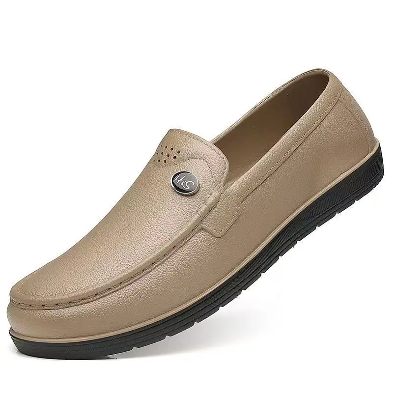 

Мужские весенне-осенние непромокаемые туфли на плоской подошве с мягкой подошвой, нескользящая водонепроницаемая легкая кухонная рабочая обувь без шнуровки с круглым носком