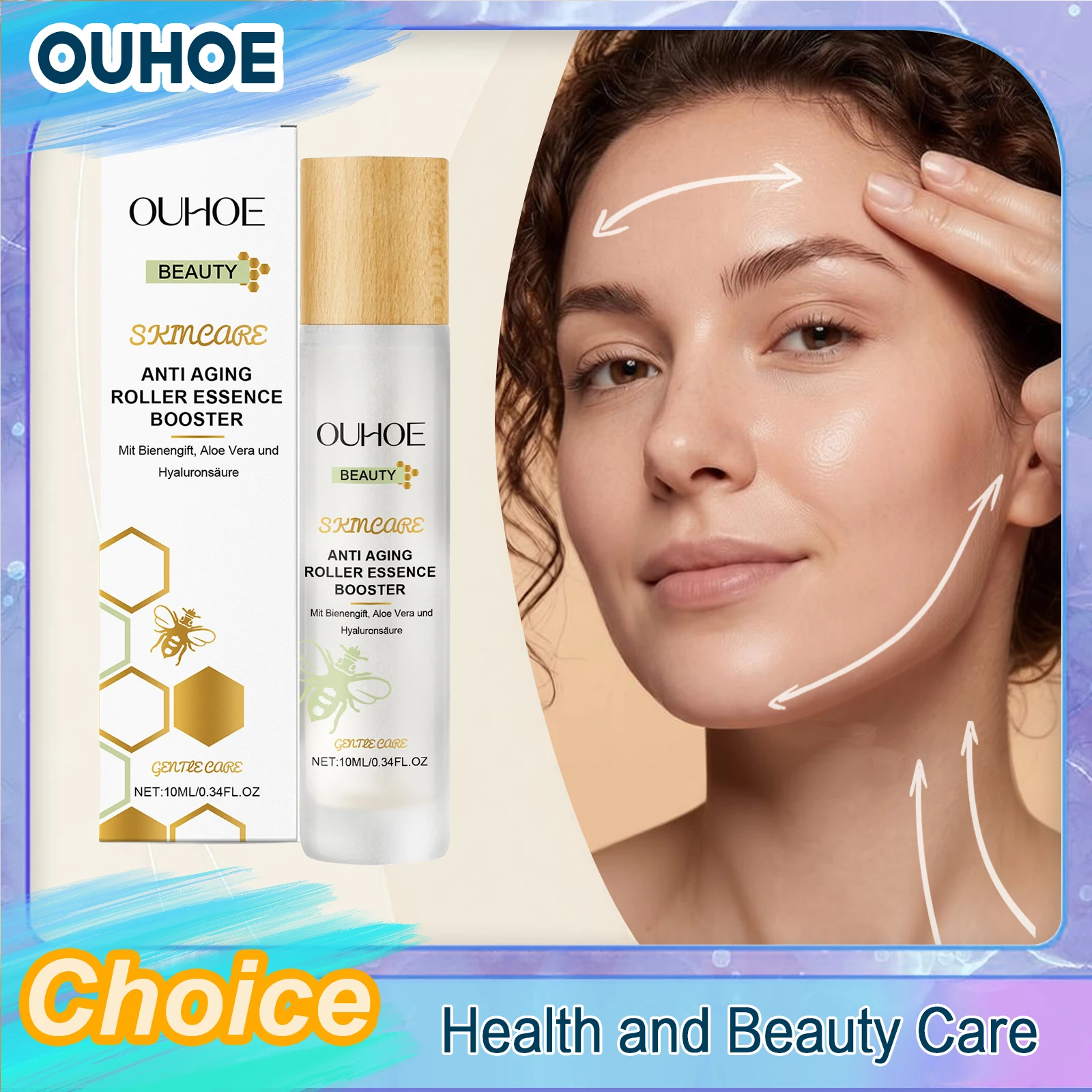 OUHOE Tightening Essence Remove Wrinkle Aging Bee Venom Firm Night Repair Lift Fade Fine Lines Moisturize Brighten Roll On Serum