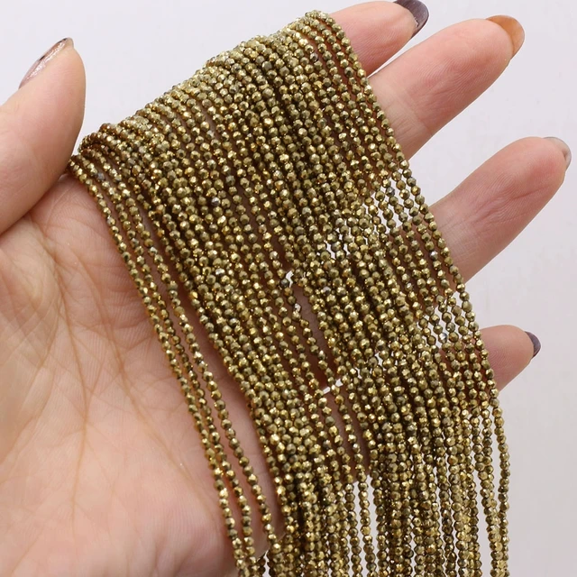 2 szt. 2mm/3mm Naturalne Kamienie Naturalne Błyszczące Koraliki Złoty Kolor Fasetowany Spinel do Wyrobu Biżuterii DIY Naszyjnik Bransoletka Akcesoria