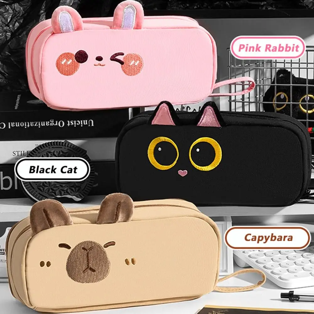 

Cute Animal Shape Pen Bag Large Capacity Waterproof Stationery Cat Rabbit Pouch Seven Layers Storage Bag School Office