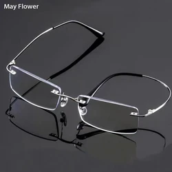 Blue Light Blocking Memory Titanium Rimless Reading Glasses Men&Women Presbyopic Eyeglasses Frame +1+1.5+2+2.5+3