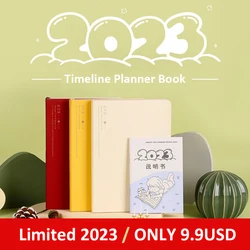 Kinbor A5 2023 Time Plan Planner Timeline Planner Book 112 Sheets Soft PU Leather Pure Color Monthly Weekly Agenda A5 Scheduler