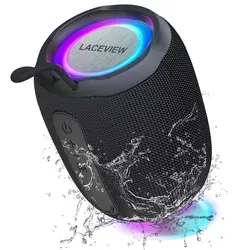 Portable speaker, Bluetooth speaker, IP68 waterproof, LED light, microphone, FM radio, TWS pairing, USB, AUX, wireless speaker