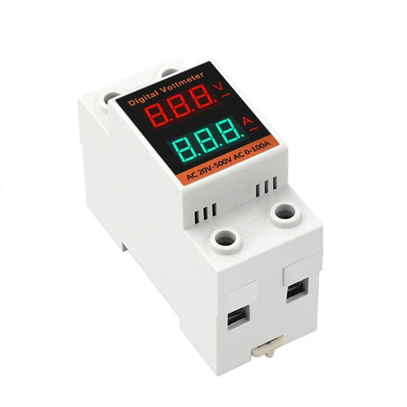 C45-2042VA AC Current LED Digital Display Voltmeter AC60~500V AC0.00~99.9A Home Rail Type