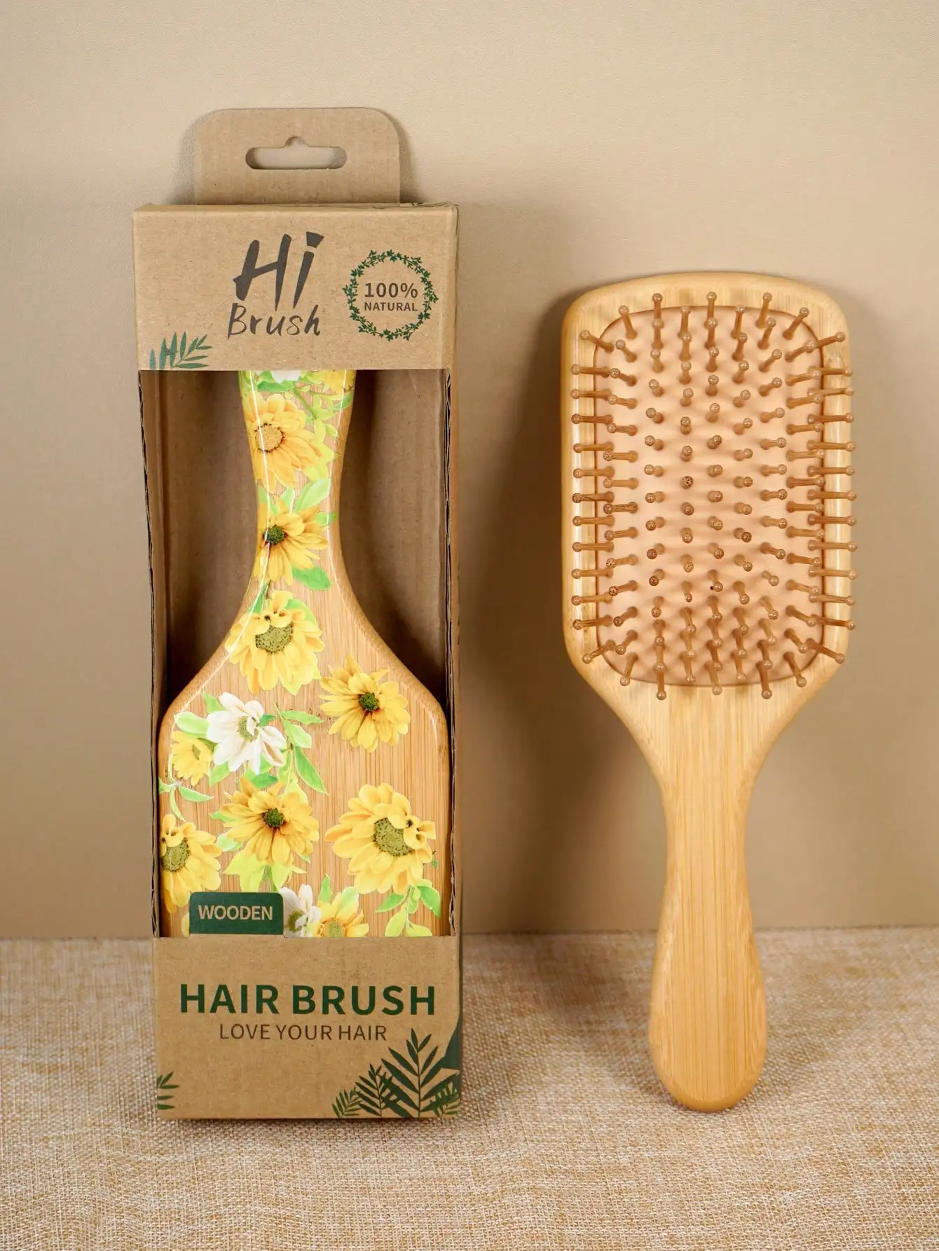 

1 Pc Personalised Lily Flower Large Square Air Cushion Comb With Box, Bamboo Paddle Hair Brush With Handle, Natural Bamboo Comb Paddle Detangling Hairbrush, Suit For Women Men And Kids, Portable Detangling Haircomb For Massaging Scalp, Thin/Curly/Dry Hair