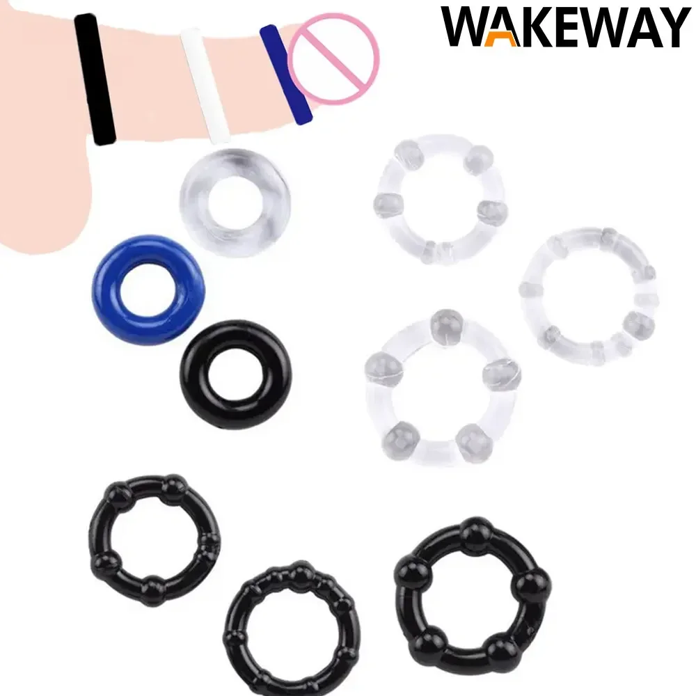 WAKEWAY 3Pcs/Set Silicone Transparent Penis Ring Male Ejaculation Delay Hair Circle for Men's Long-Lasting Erection Cockring