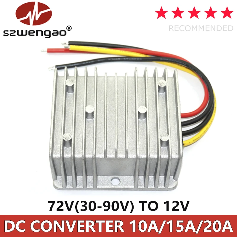 szwengao DC30-90V 36V 48V 60V 72V to 24V 10A 15A 20A Step Down DC-DC Converter Regulator 72 Volt to 24 Volt Buck Power Module