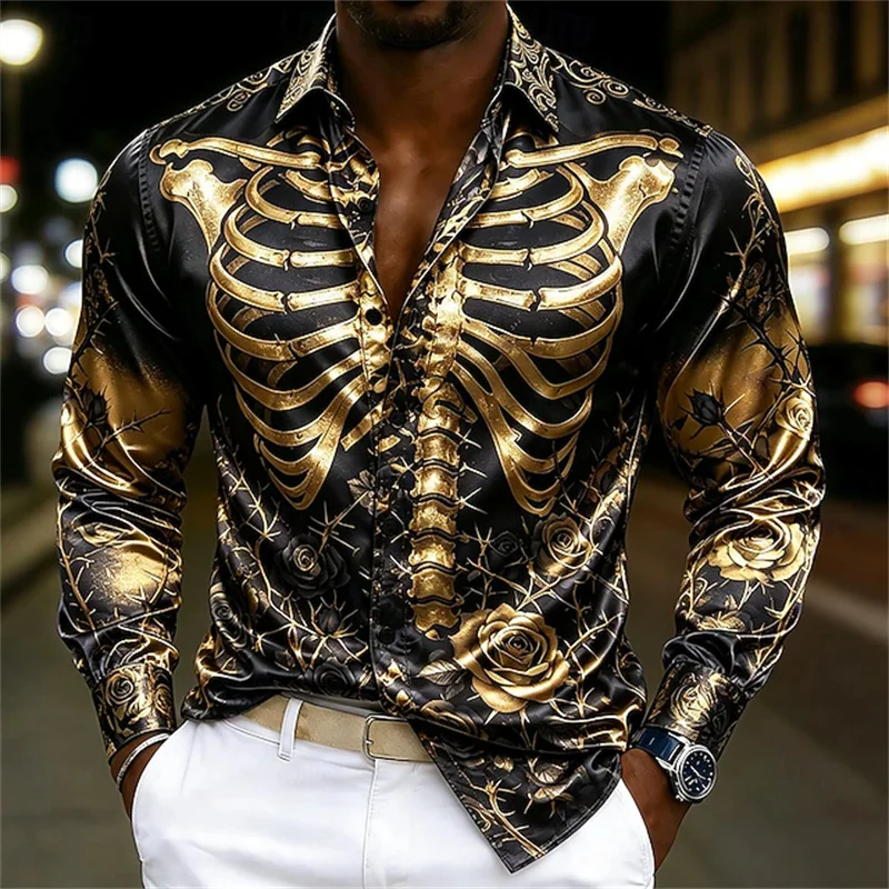 2026 New Men's Halloween Shirt – Loose, Casual, and Stylish Long-Sleeve Shirt for Daily Wear, Bar Parties, and Performances