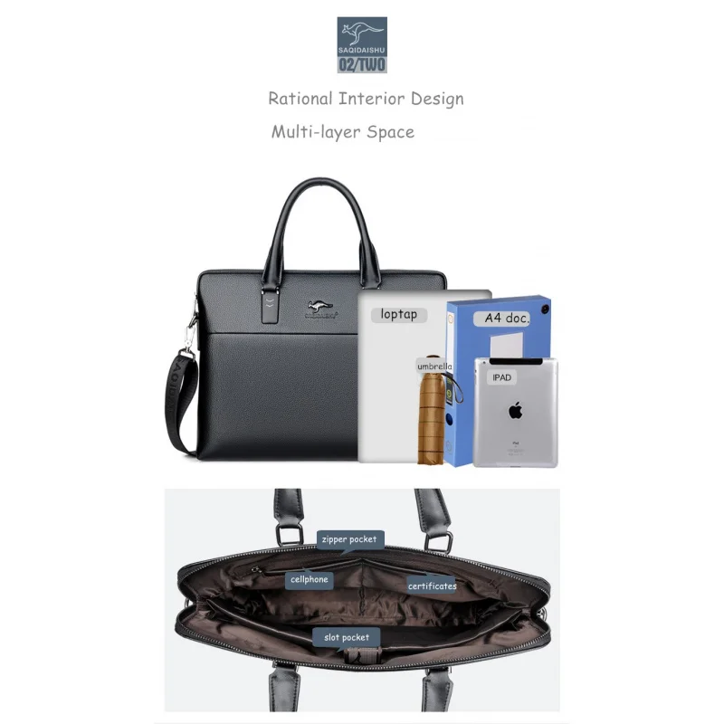 Men's Handbag Large Capacity Business Briefcase Single Shoulder Crossbody Bag