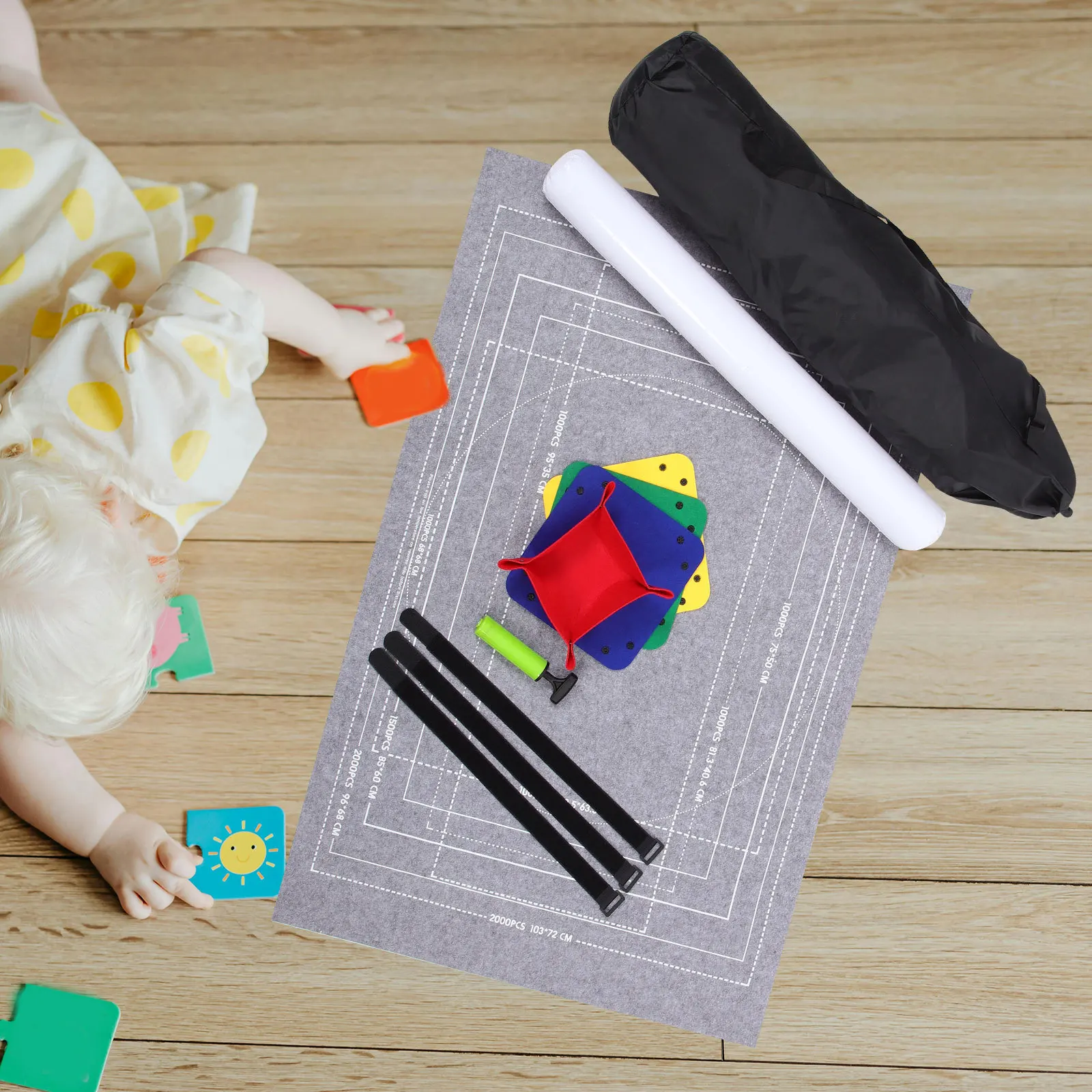 1 Juego de 2000 piezas de estera de almacenamiento de rompecabezas, rollo de manta de fieltro, estera más grande, Control de tubo inflable, manta de almacenamiento de rompecabezas de firmeza