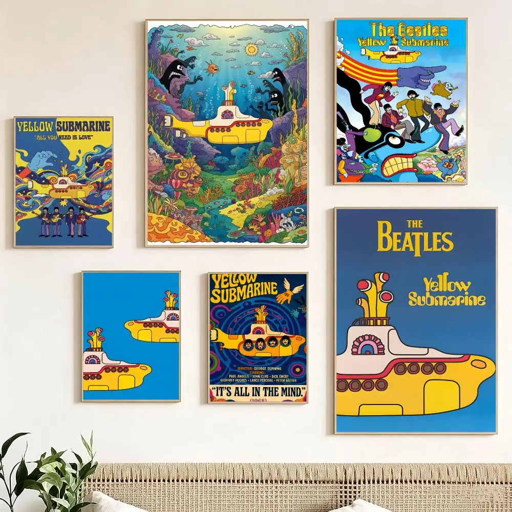 Anime Yellow Submarine Poster Print Painting Home Decor for Bedroom Living Room Hallway