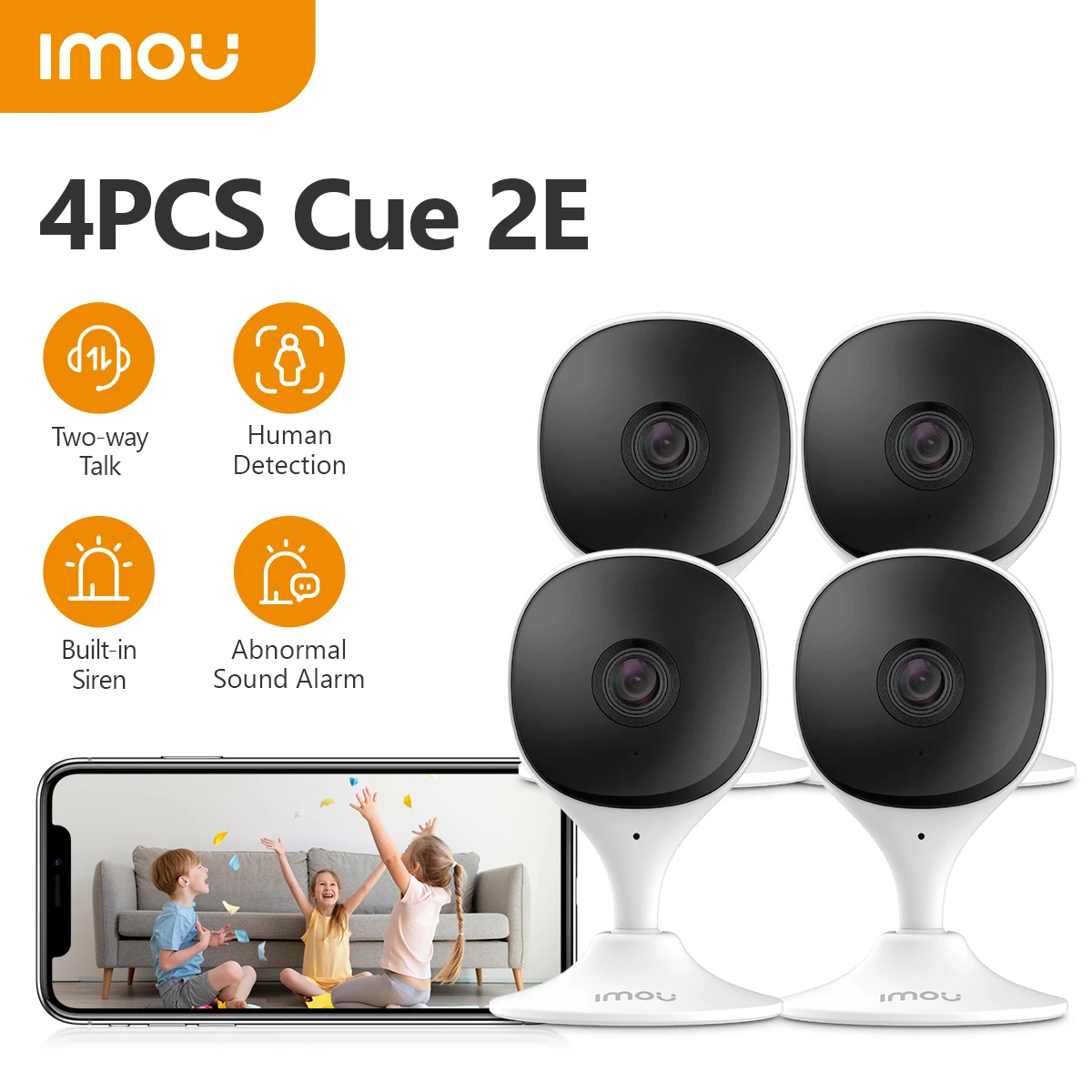 IMOU 4PCS Cue 2E  Wifi Camera Baby Monitor Camera Human Detection Compact Smart Night Vision Camera Indoor Mini Surveillance