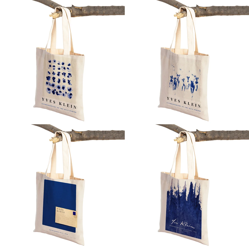 Abstract Yves Klein Blue Women Shopping Bags Double Print Eco Casual Nordic Shopper Bag Lady Canvas Tote Reusable Travel Handbag