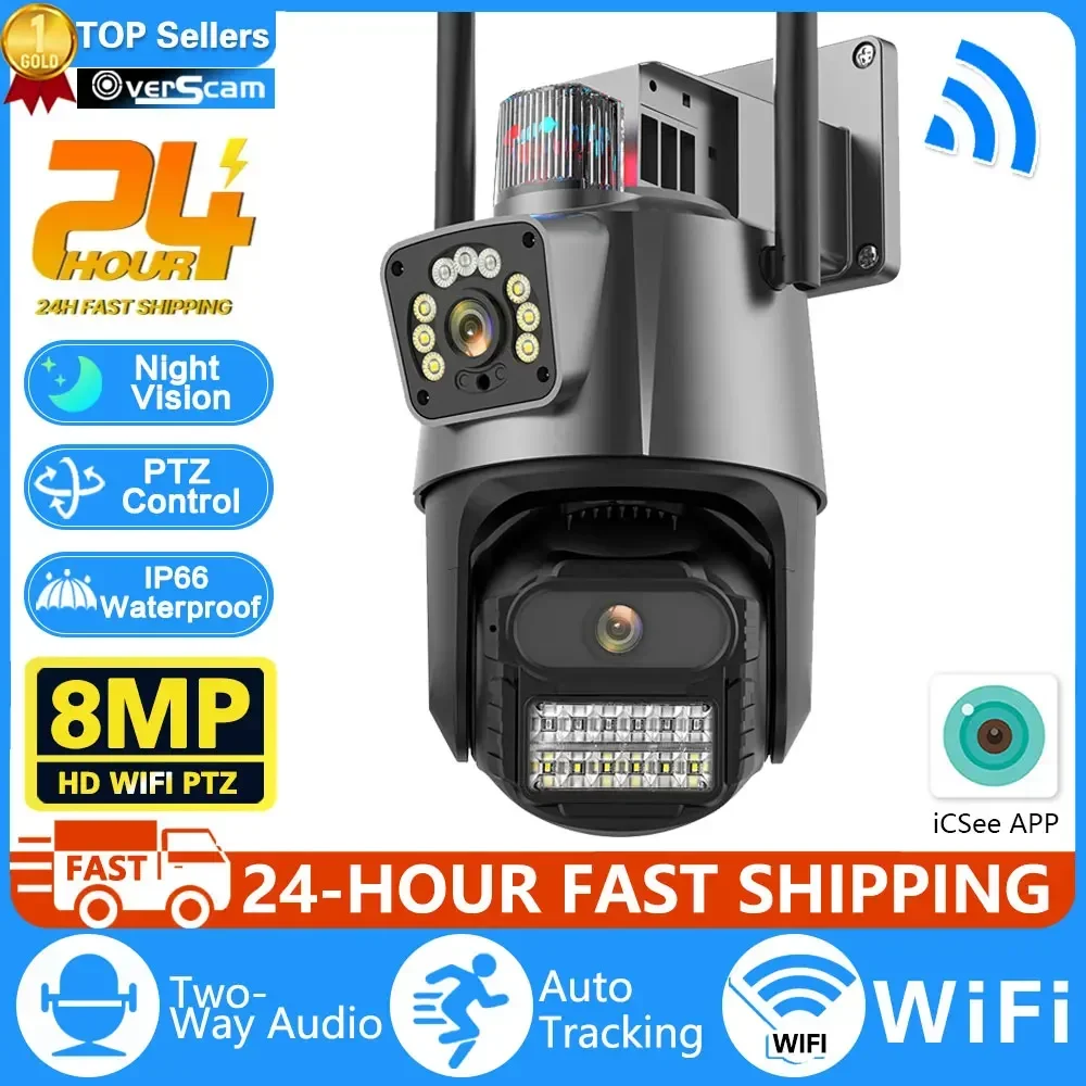 

8MP PTZ WiFi Camera Dual Lens Night Vision Human Motion Detection CCTV Video Surveillance Camera 4MP Security IP Camera