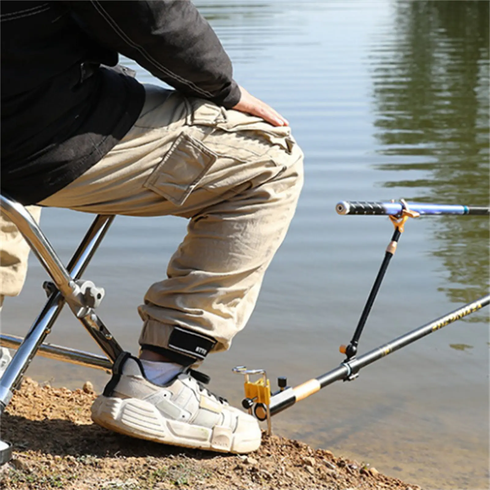Adjustable Fishing Rod Holder Heavy Duty Anti Slip Base Outdoor Fishing Swivel Aluminum Stand Stable Ground Spike Support Gear