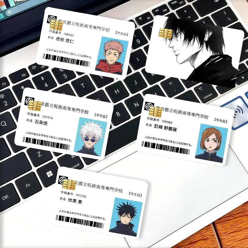 J-JujutsuES Anime K-Kaisen Credit Card Decorative Card Stickers Suitable For Bank Cards Metro Transit Anti-scratch Gift 4PCS