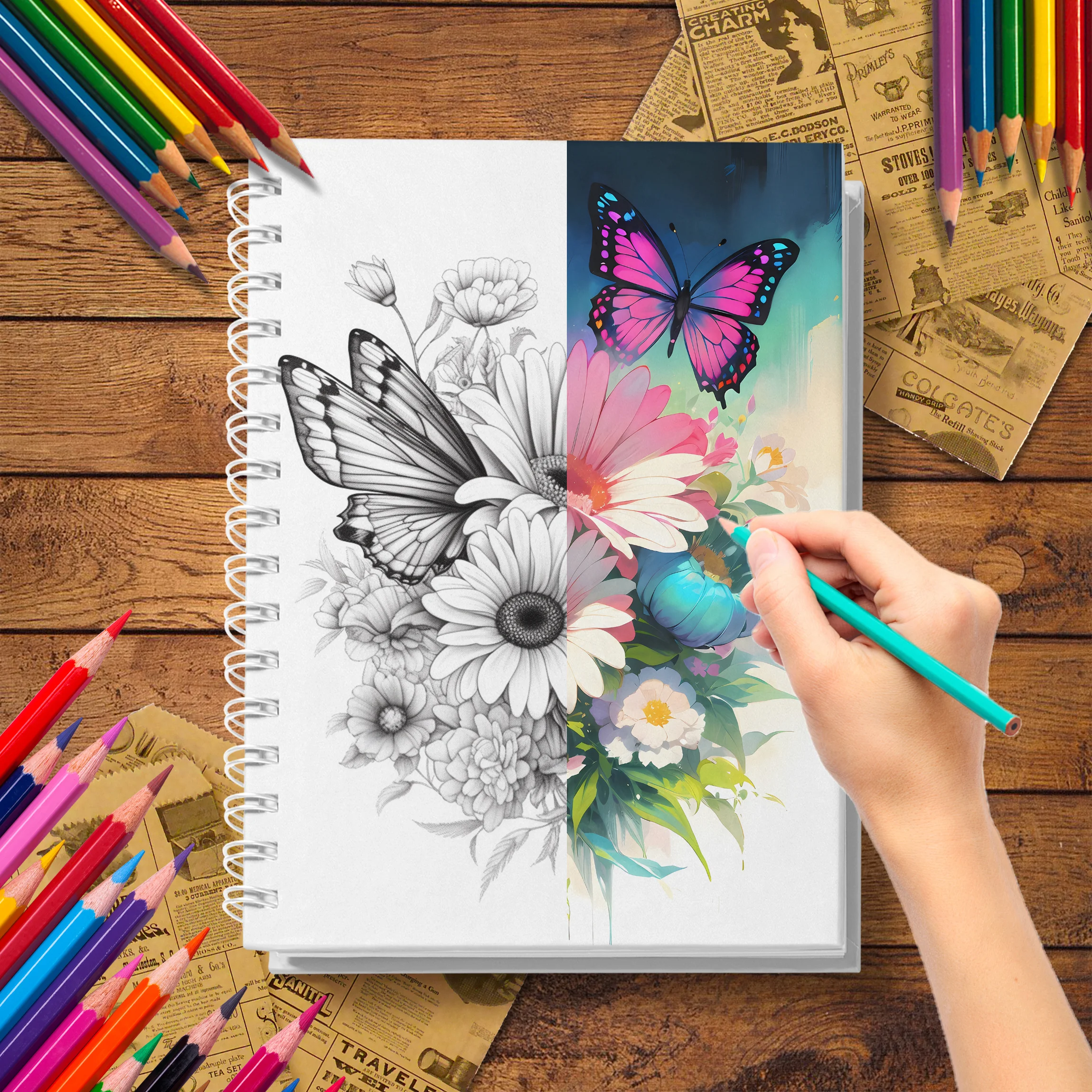 Livre de coloriage pour adultes papillon – Conception en papier épaissi pour libérer la créativité et la guérison, un cadeau précieux pour un ami!