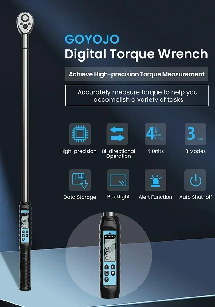 Digital Torque Wrench 500N.m 3/4 Professional Torque Adjustable Wrench Data Save Motorcycle Car Bicycle Repair Torque Tool Key