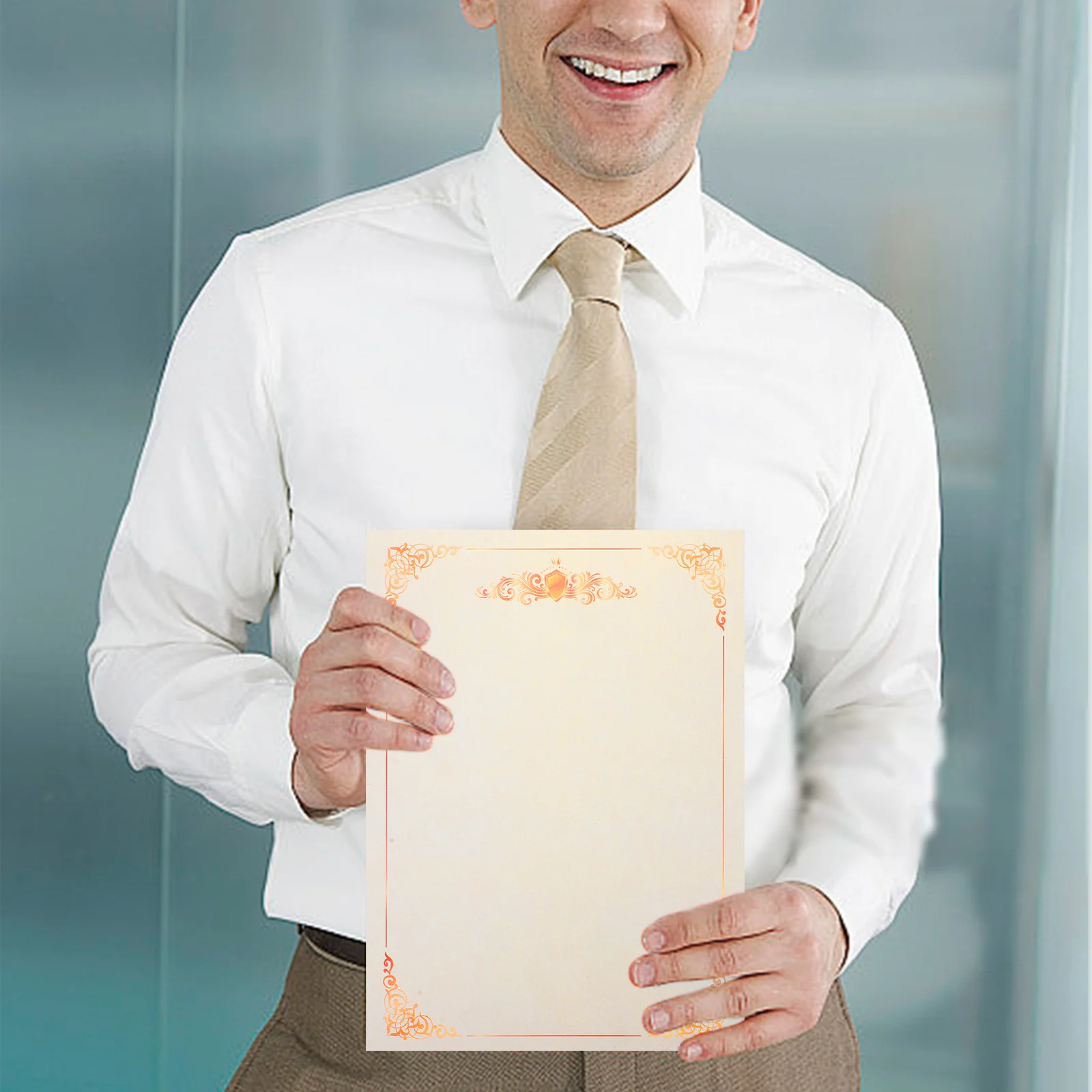 

100-листовая бумага для нагородного сертификата, двухсторонний офсетный материал, декоративная цветочная кайма для школы, академической печати