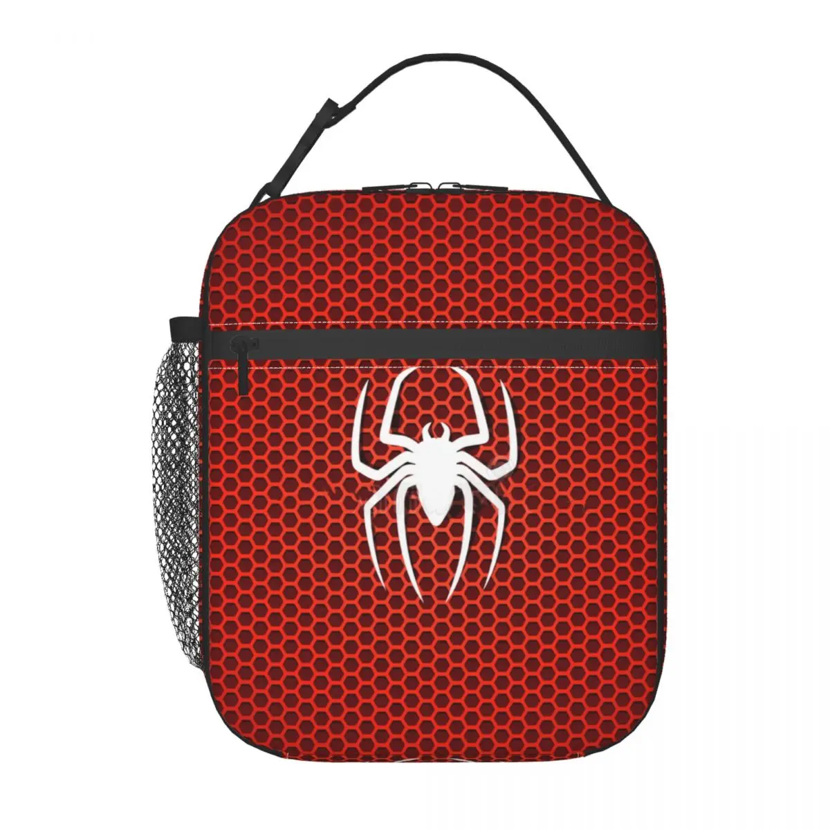 Custom Spider Cobweb Hexagon Insulated Lunch Tote Bag Spider Man Portable Cooler Thermal Food Lunch Box Kids School Children