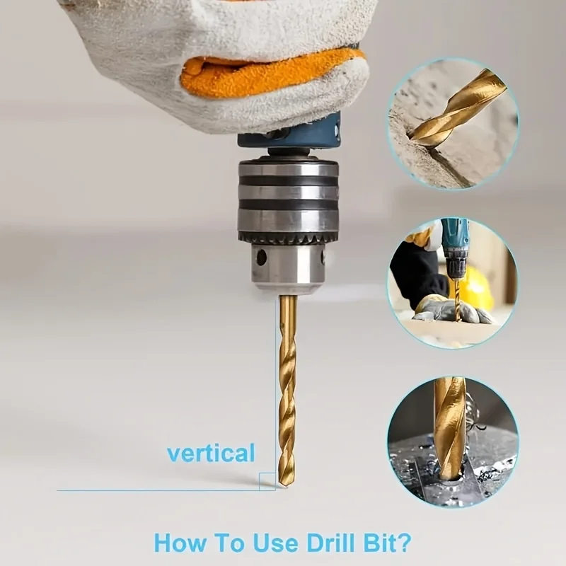 52 Hexagonal Drill Bit Sets with Titanium Coating (1/16' - 1/4'), Featuring Hexagonal Shank Design for Easy and Quick Replacement, 135° Drill Bit Tip, Suitable for Wood, Soft Metal, and Plastic