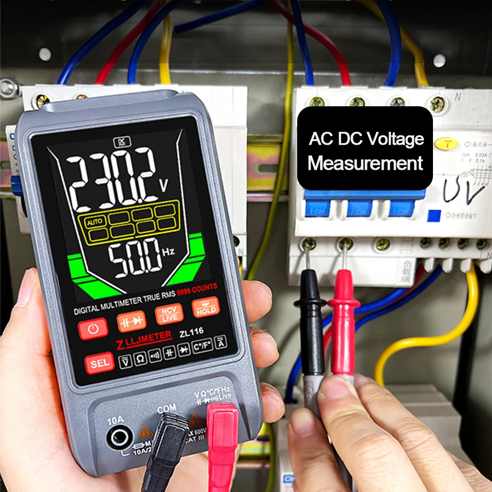 Multimetro Digital 9999 Count AC/DC Current Voltage True RMS Auto Range Capacitance Temp Ohm NCV USB Charge Multimeter Tester