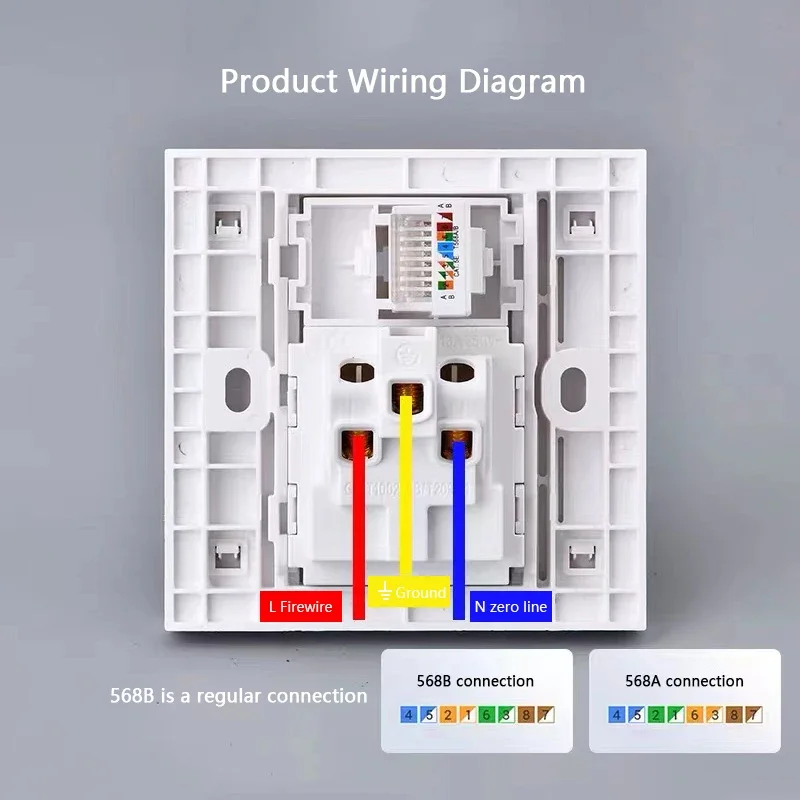 Universal 3-pin Wall Power Socket with Cat6 Network /HDML /USB Type-c/Fiber UK Wall PC Socket Intelligent Electrical Outlet plug