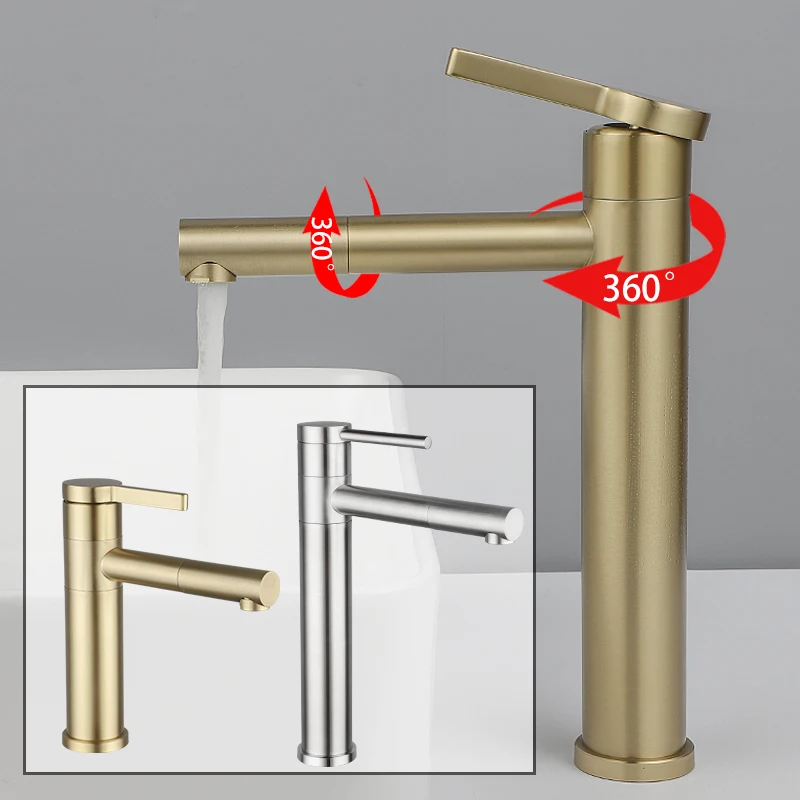 

Золотой смеситель для раковины Avapax из нержавеющей стали, кран для ванной комнаты, вращающийся на 360 градусов, водопад, смеситель горячей и холодной воды Tap
