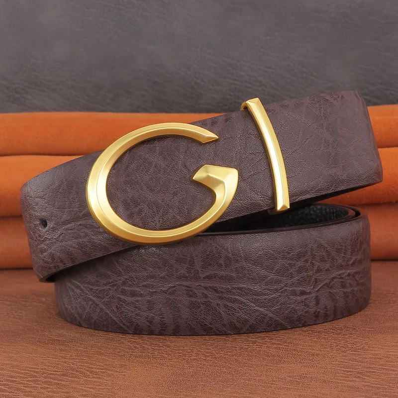 本物の牛革ベルト-スムースバックル-カジュアル-メンズ-ファッション-ユース-レジャー-パンツベルト-アーティスティックスタイル-合金バックル-ウエストベルト