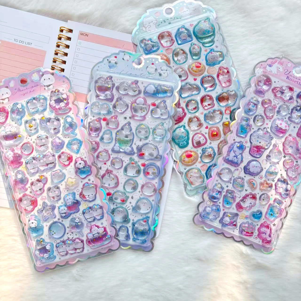 New Kids Reward 3D Relief Stickers - Japanese Cute Cartoon Crystal Gem Diamond Decals for DIY Journal Crafts & Gift Presents