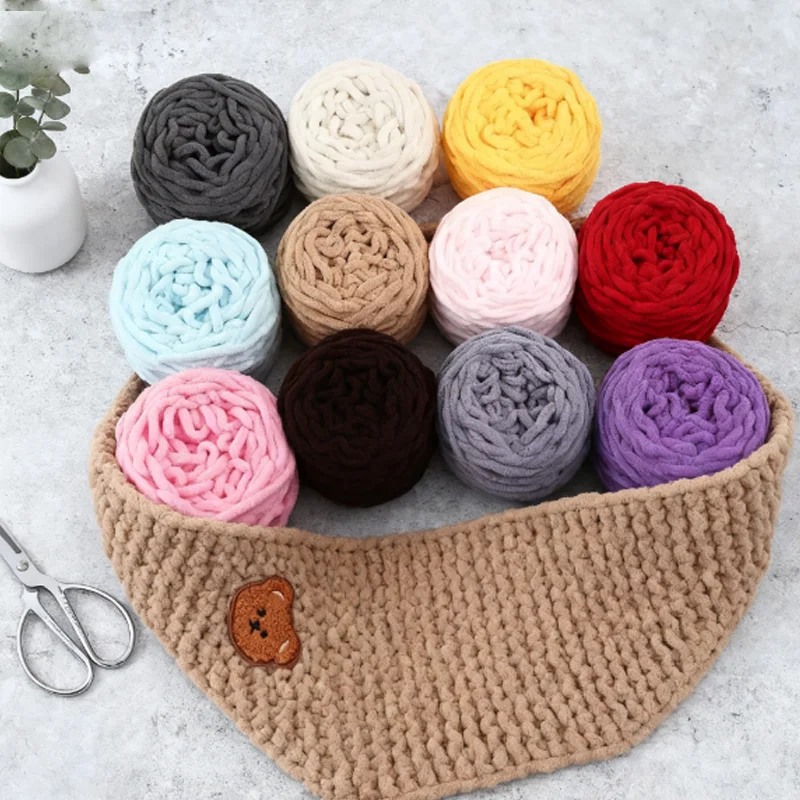 

6 шт. 600 г синельная пряжа для вязания в ледяную полоску, пряжа из смеси хлопка и шерсти для зимних аксессуаров