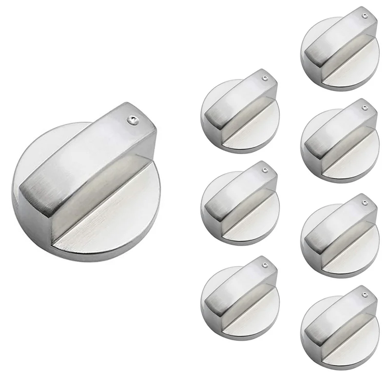 8 PCS Metal Silver Gas Stove Cooker Knobs Adapter Oven Switch Cooking Surface Control Locks Cookware Parts Replacement