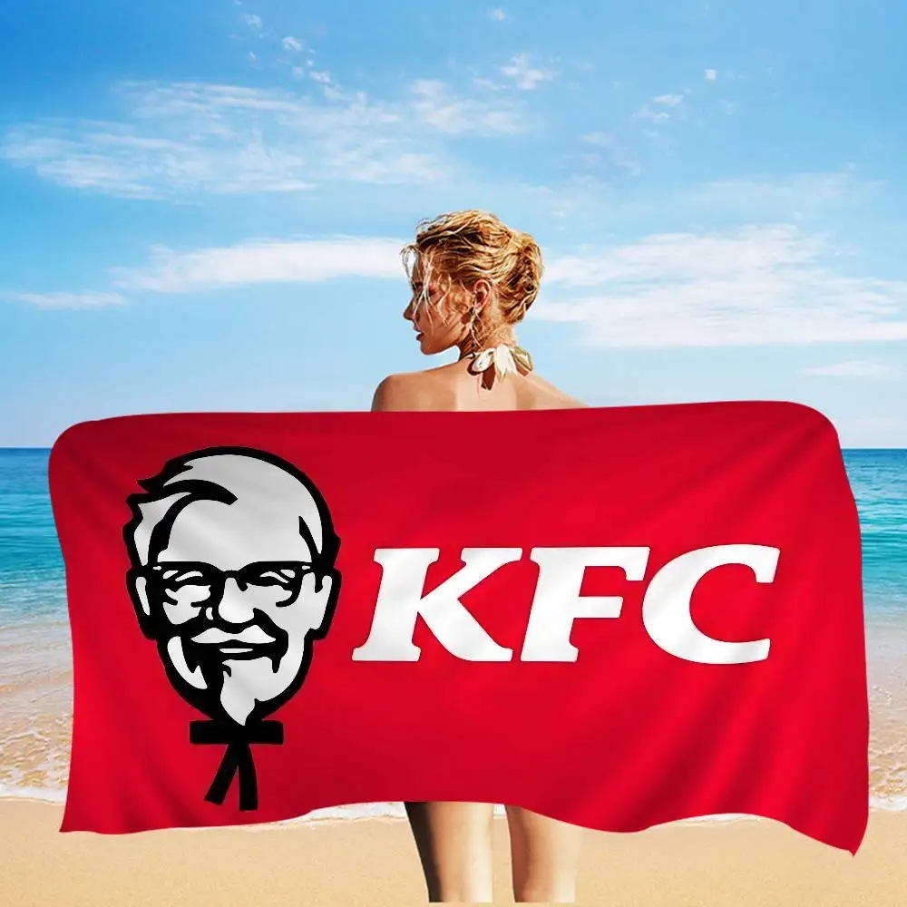 Fashion K-kfc Logo Microfiber Beach Towel Absorbent Quick Dry Soft Yoga Swimming Resort Mountain Climbing Towel