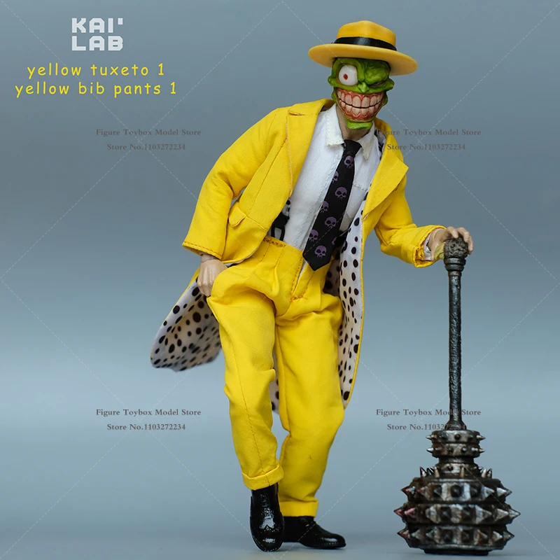 KAI LAB الأصلي 1/12 قناع الرجل الشكل الأصفر سهرة مريلة السراويل ملابس صغيرة مجموعة ملحق ل 6 "ميزو جيم كاري الجندي
