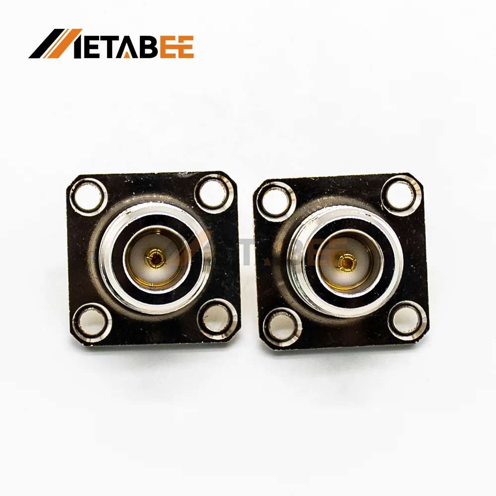 N Female Straight 4 Hole Flange Solder Connector