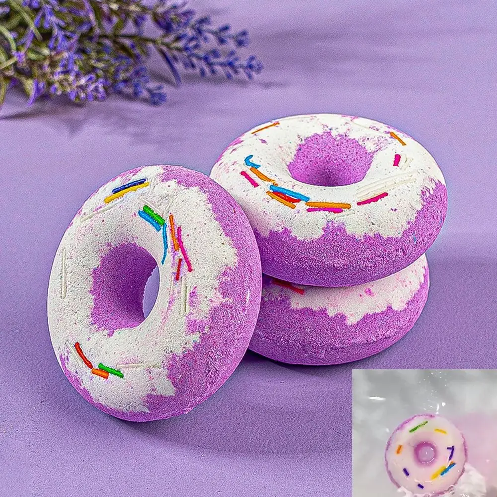 Bomba De Banho De Donut De Cor Adorável, Pele Amigável, Hidratada, Suave, Bolas De Sal De Banho, Perfume Delicioso, Bolha De Cheiro De Limão