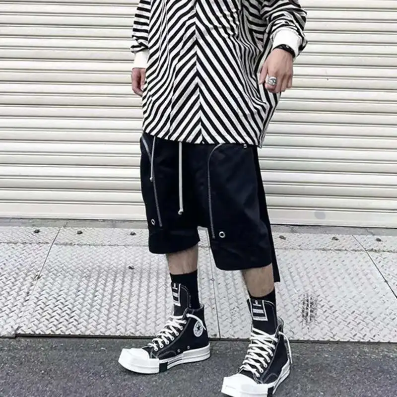 PFNW جودة عالية سستة جيوب كبيرة وظيفة السائق هارلان قطرة الركبة طول السراويل الرجال الرباط مرونة الخصر السراويل المد